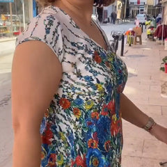 🌸Damska sukienka z nadrukiem i dekoltem w szpic