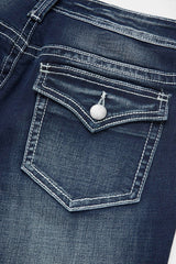 Jeansy Capri ze średnim stanem i kieszeniami, z rolowanym dołem