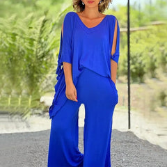 Nowy dwuczęściowy top, długie spodnie i półrękaw