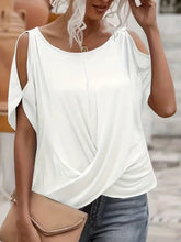 Damska koszulka z odkrytymi ramionami w jednolitym kolorze, casualowa