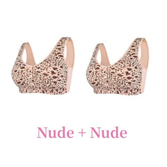 🔥Kup 1 ostatni dzień, a 1 otrzymasz gratis🔥Biustonosz plus size bez fiszbin, zapinany z przodu i w panterkę