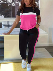 Letni modny, kontrastowy, kolorowy, swobodny, sportowy garnitur