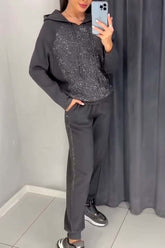 Damski codzienny strój sportowy z kapturem