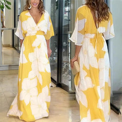 💥 wydrukowana bez pleców luźna sukienka plażowa