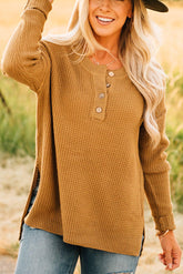 Damski sweter oversize z dzianiny waflowej