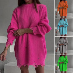 🌟👕 ✨Sweter z dzianiny o luźnym kroju, z przetarciami