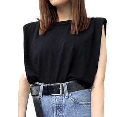 Damska koszulka bez rękawów z dzianiny