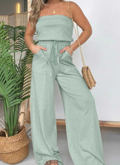 2024 Nowy kombinezon w paski z szerokimi nogawkami i bez ramiączek