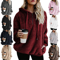 Damska bluza z kapturem i zamkiem błyskawicznym z długim rękawem 2024