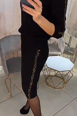 Damski dwuczęściowy komplet z nadrukiem w panterkę i topem w diamenty