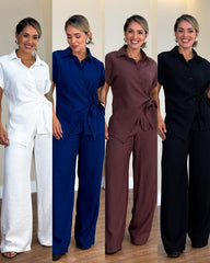 Szykowny zestaw z wiązanym przodem