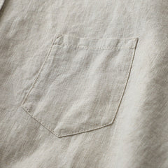 Damska koszula z krótkim rękawem, okrągłym dekoltem, wykonana z bawełny i lnu