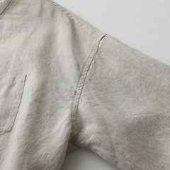 Damska koszula z krótkim rękawem, okrągłym dekoltem, wykonana z bawełny i lnu