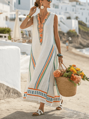 Damska sukienka Bohemia z bawełny i lnu