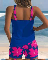 Tankini z nadrukiem i bez rękawów w kształcie litery U