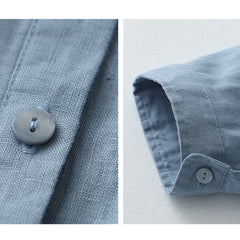 Damska koszula z krótkim rękawem, okrągłym dekoltem, wykonana z bawełny i lnu