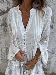 Gorąca sprzedaż 🔥 Wygodna, rozciągliwa sukienka z nadrukiem i dekoltem w kształcie litery V