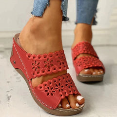 Haftowane skórzane sandały ortopedyczne