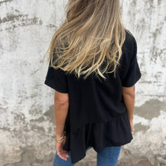 Damska luźna, swobodna koszulka z okrągłym dekoltem