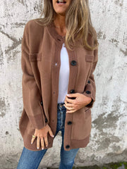 Damska kurtka codzienna z okrągłym dekoltem na jesień i zimę