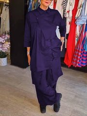 Damski dwuczęściowy garnitur z klapami w jednolitym kolorze