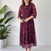 🌈Damska elegancka, wzorzysta, luźna, zwiewna sukienka maxi