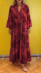 💃Damska letnia sukienka maxi z dekoltem w serek w leśne wzory👗