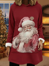 Urocza, luźna, długa bluza z kapturem i nadrukiem Świętego Mikołaja