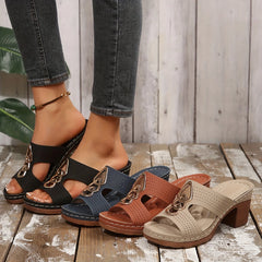 🔥Ostatnia promocja 50% zniżki - damskie skórzane sandały na platformie i wysokim obcasie z ortopedią