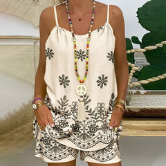 Damski zestaw z koszulą i spodenkami na ramiączkach typu spaghetti