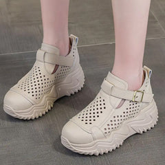 Letnie oddychające, grube, wydrążone buty damskie