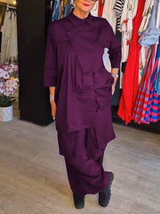 Damski dwuczęściowy garnitur z klapami w jednolitym kolorze