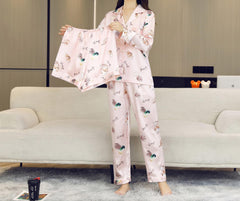 Damska piżama składająca się z 3 części i długich spodni z długim rękawem