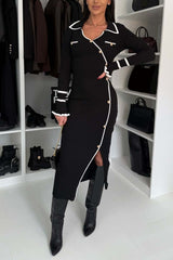 Damska elegancka dzianinowa sukienka o dopasowanym kroju