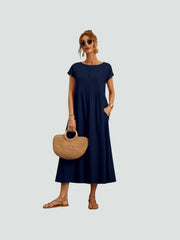 Sukienka kieszonkowa z bawełny i lnu