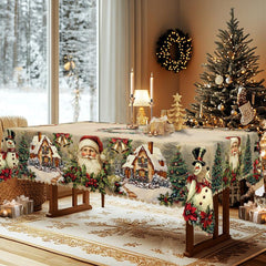 Obrus świąteczny premium – uroczy motyw Świętego Mikołaja i renifera na radosne chwile z rodziną