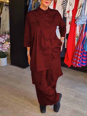 Damski dwuczęściowy garnitur z klapami w jednolitym kolorze