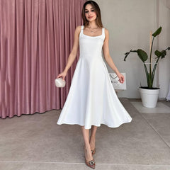 🌈💫Solidna i elegancka: sukienka z kwadratowym dekoltem i francuskimi szelkami💃✨