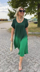 Damska gradientowa sukienka z krótkim rękawem