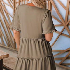 🔥2025 Summer new-🌈women's Ruffle Trime Sukienka z nutką