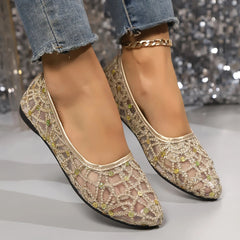 Elegancki koronkowy oddychający poślizg na sandałach ortopedycznych