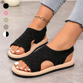 Damskie płaskie sandały z dzianiny siateczkowej z odkrytymi palcami