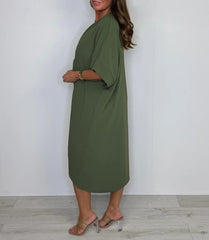 💖 Limitowana wyprzedaż 50% zniżki💖 Sukienka maxi z krótkim rękawem i wiązaniem