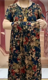 Sukienka oversize z bawełny w kwiaty i jedwabiu, z kieszeniami