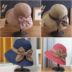 Elegancki kapelusz słomkowy wykonany na szydełku z falbaną