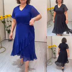 Elegancka, zwiewna sukienka z szyfonu z marszczonym dołem dla kobiet