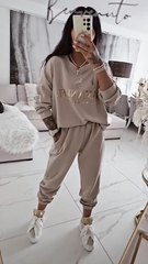 ⏳Oferta ograniczona czasowo! ⏰Damski zestaw casualowy, bluzka z nadrukiem i luźne spodnie