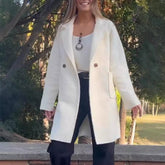 2024 nowych kobiet na co dzień luźna pluszowa kurtka z klapami i kieszeniami z podwójnymi piersiami