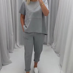 Solidne damskie topy z krótkimi rękawami & Pole dwuczęściowe