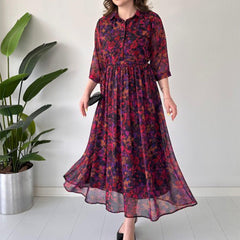 🌈Damska elegancka, wzorzysta, luźna, zwiewna sukienka maxi